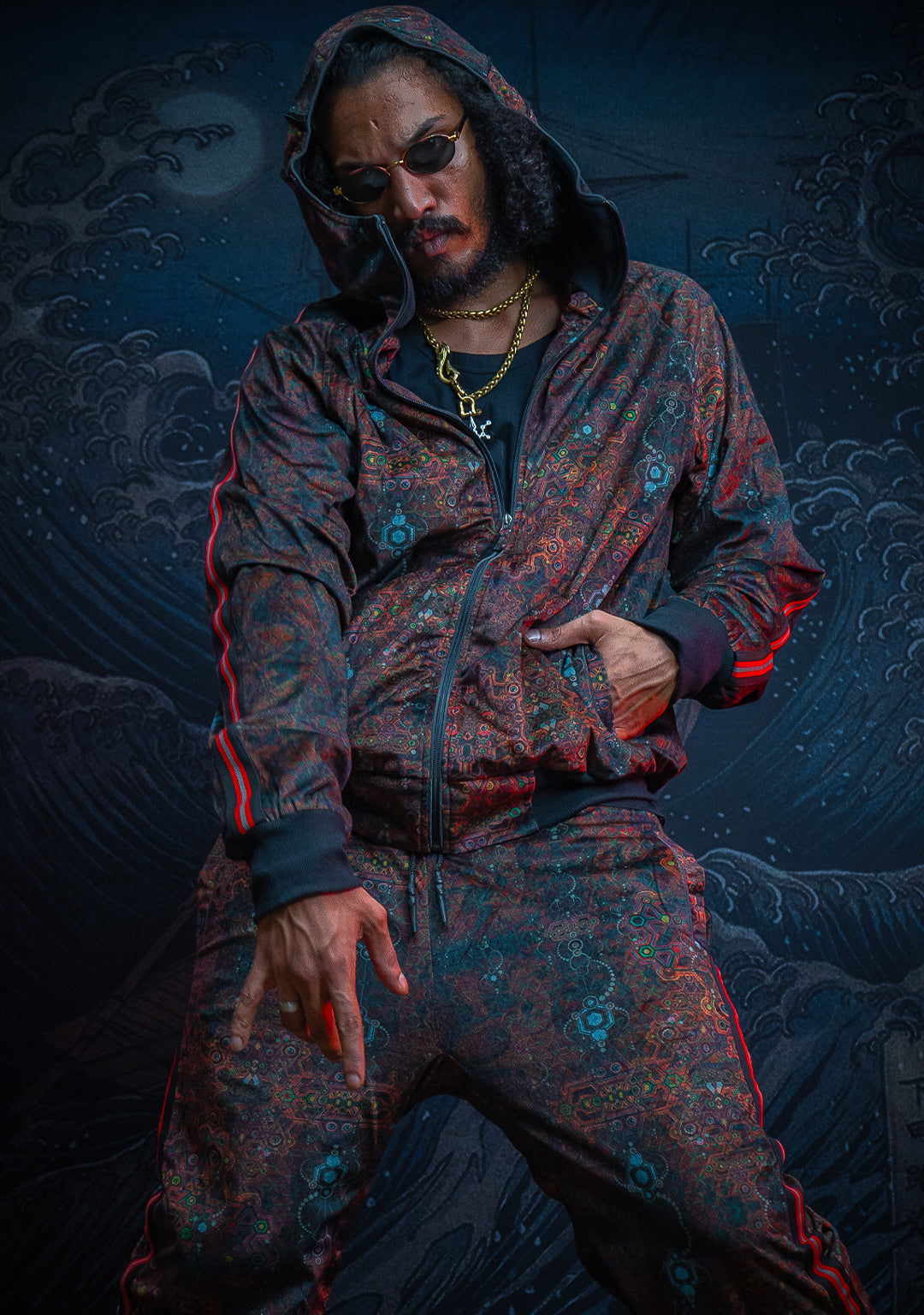 Tracksuit Hoodie Men / Velvet Fawn Redline - SERPENT N LADDERS